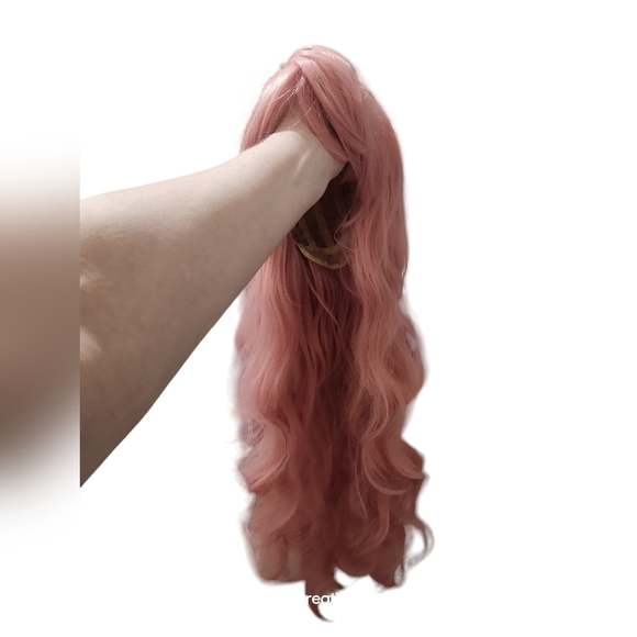 32" Women's Cosplay Pink Wavey Wig with Cap - Picture 2 of 7